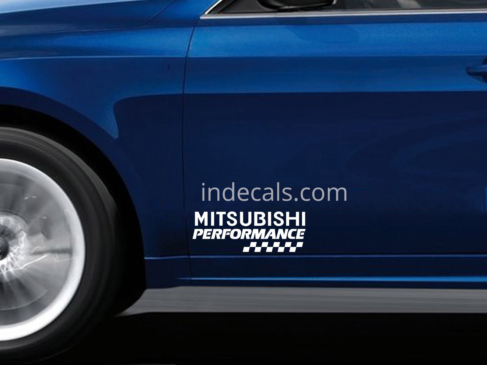 2 x Mitsubishi Performance Stickers for Doors - White