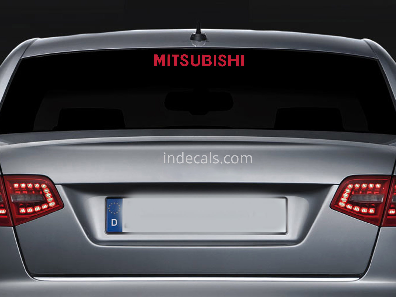 1 x Mitsubishi Sticker for Windshield or Back Window - Red