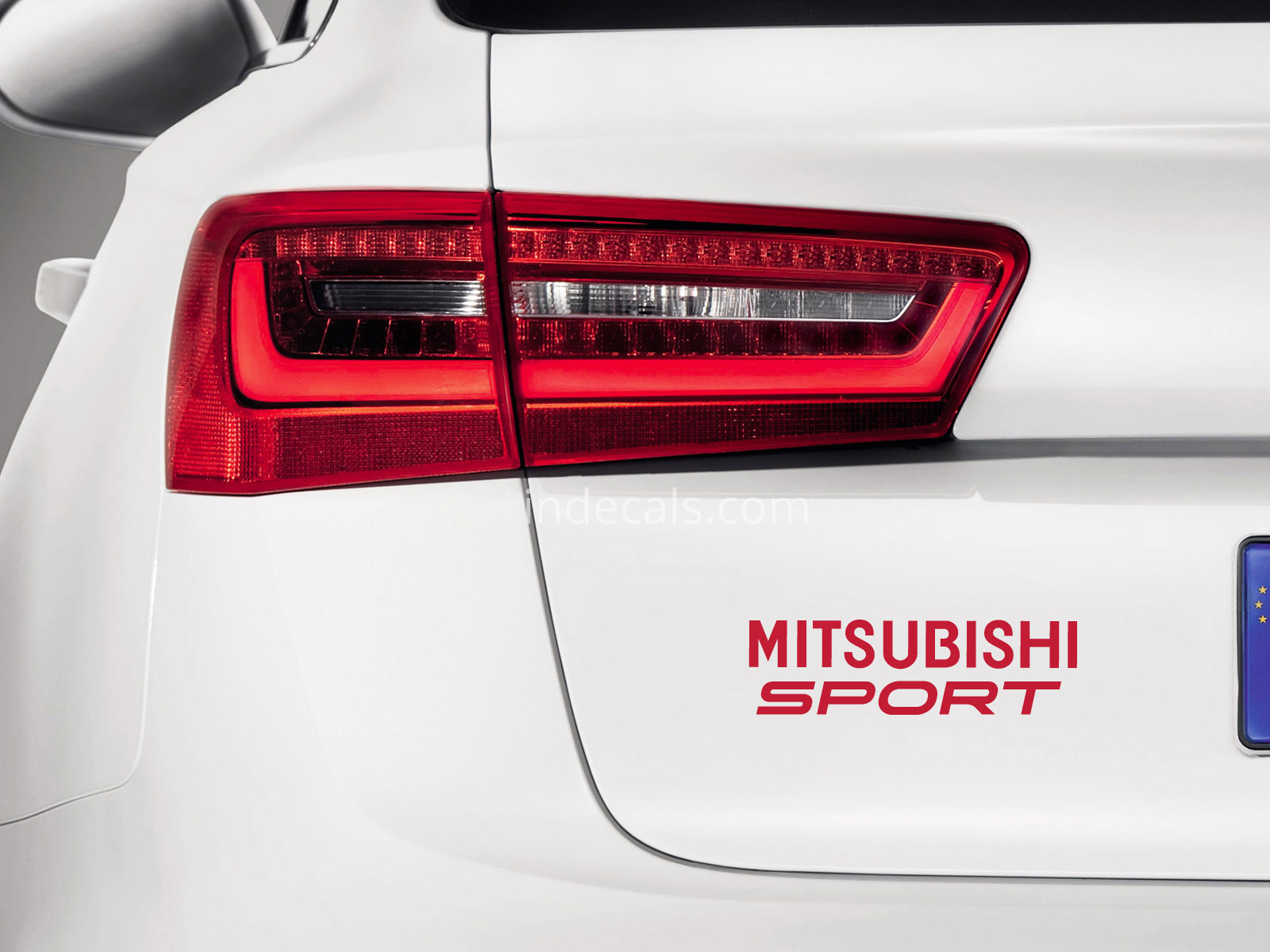 1 x Mitsubishi Sports Sticker for Trunk - Red