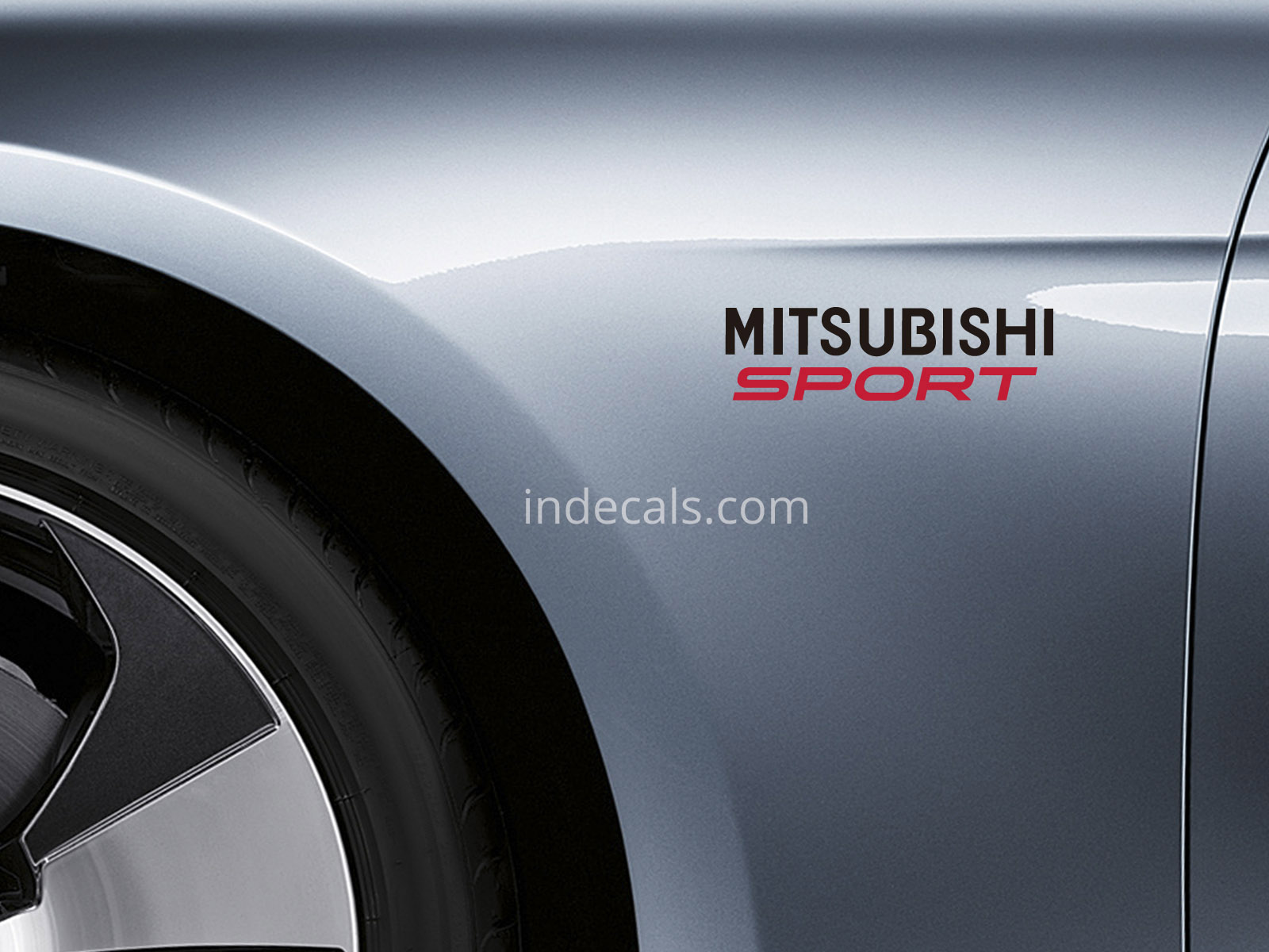 2 x Mitsubishi Sports stickers for Wings - Black & Red