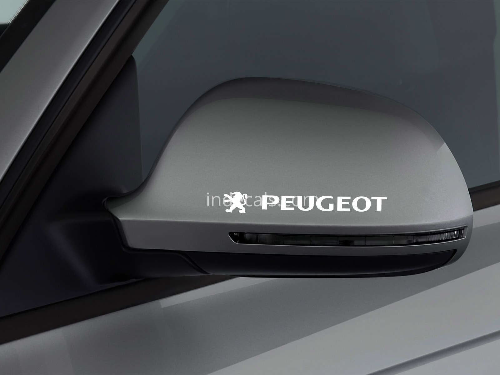 3 x Peugeot Stickers for Mirror - White
