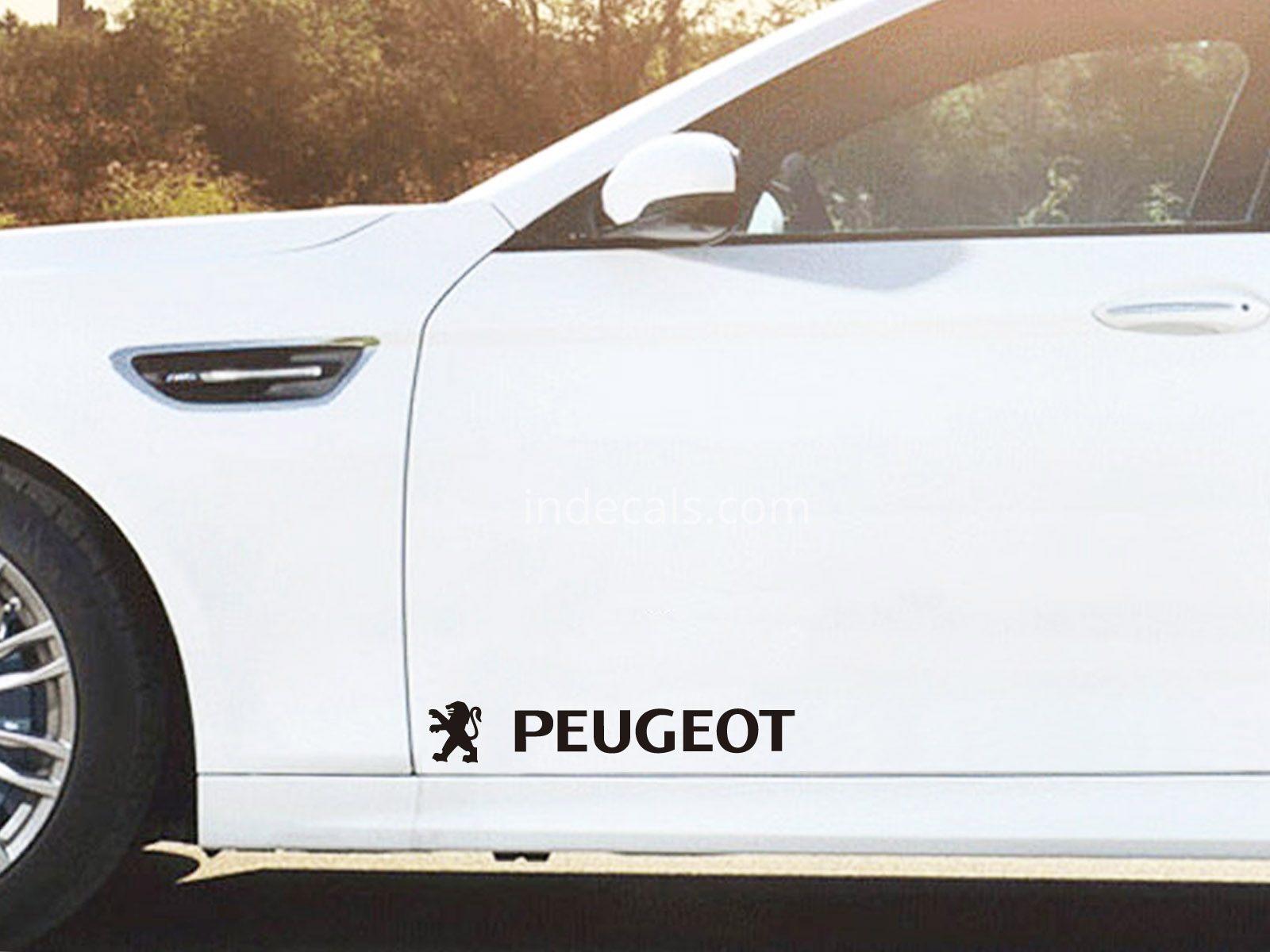 2 x Peugeot Stickers for Doors Large - Black