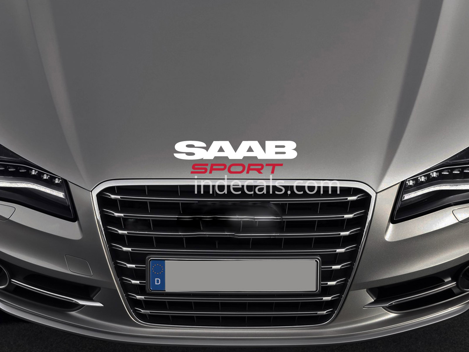 1 x Saab Sport Sticker for Bonnet - White & Red
