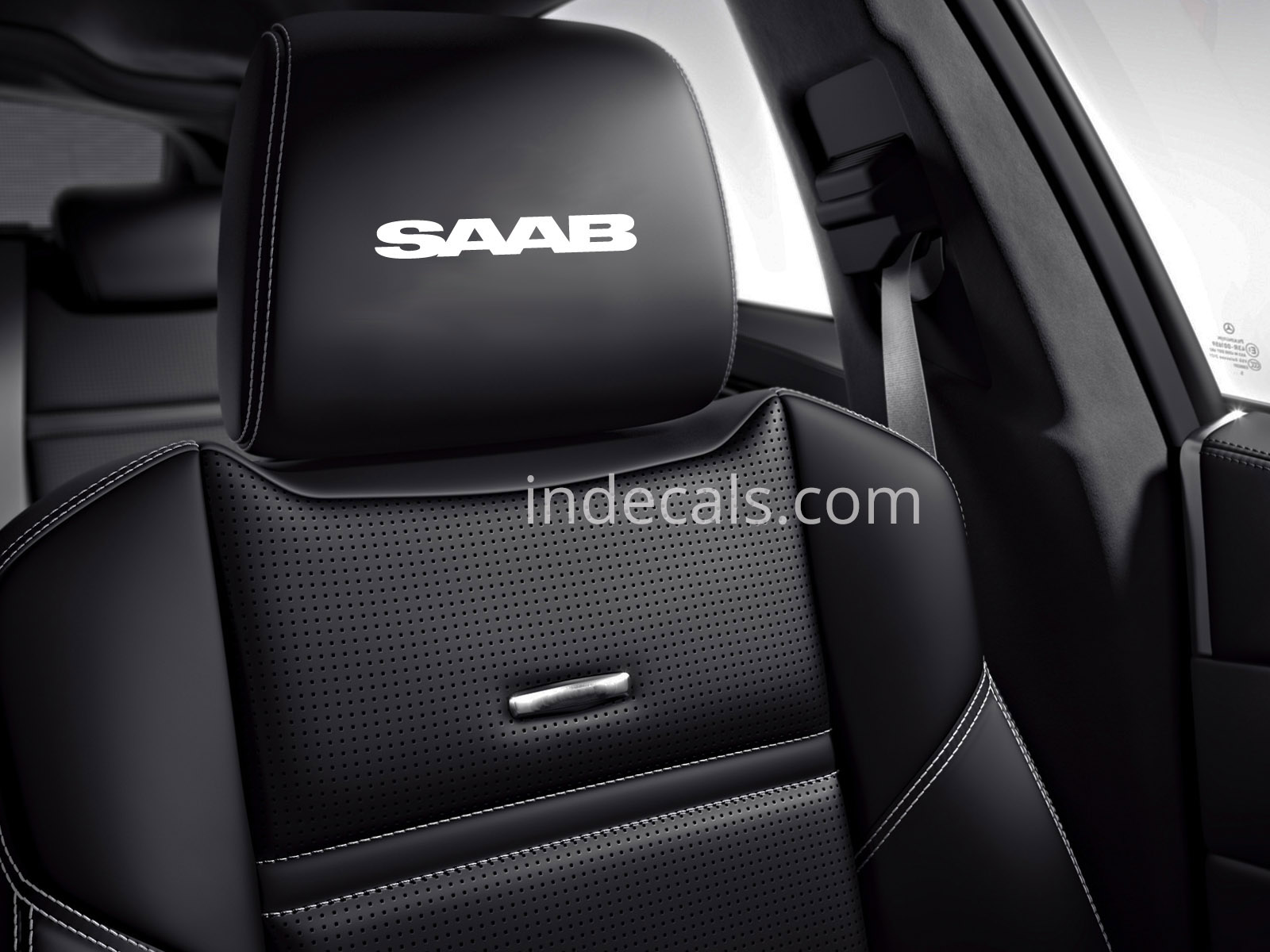 6 x Saab Stickers for Headrests - White