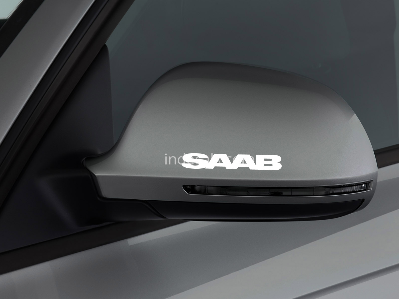 3 x Saab Stickers for Mirror - White