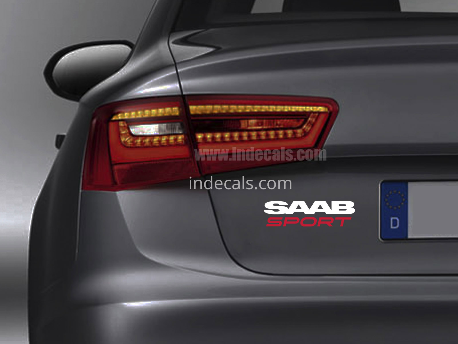 1 x Saab Sports Sticker for Trunk - White & Red