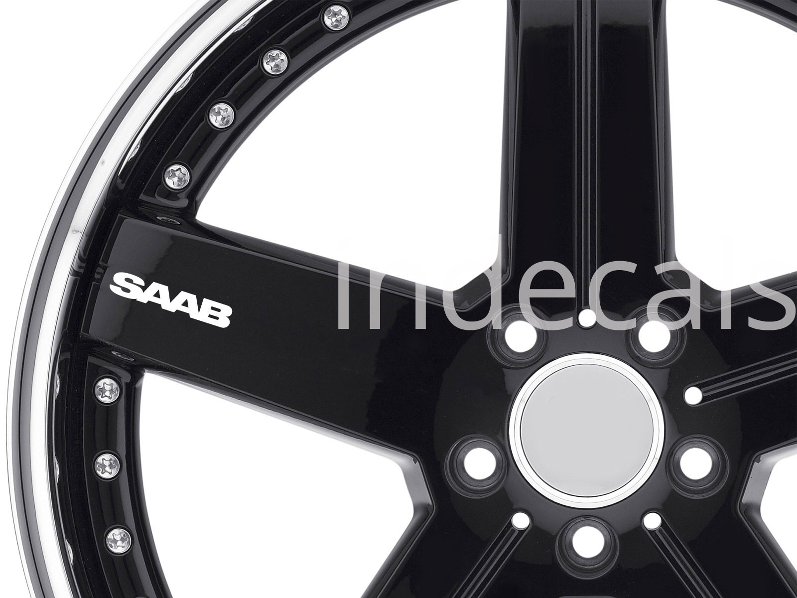 6 x Saab Stickers for Wheels - White