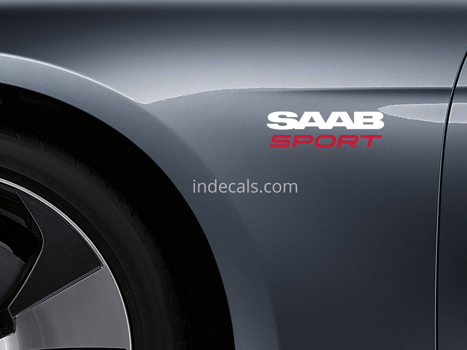 2 x Saab Sports Stickers for Wings - White & Red