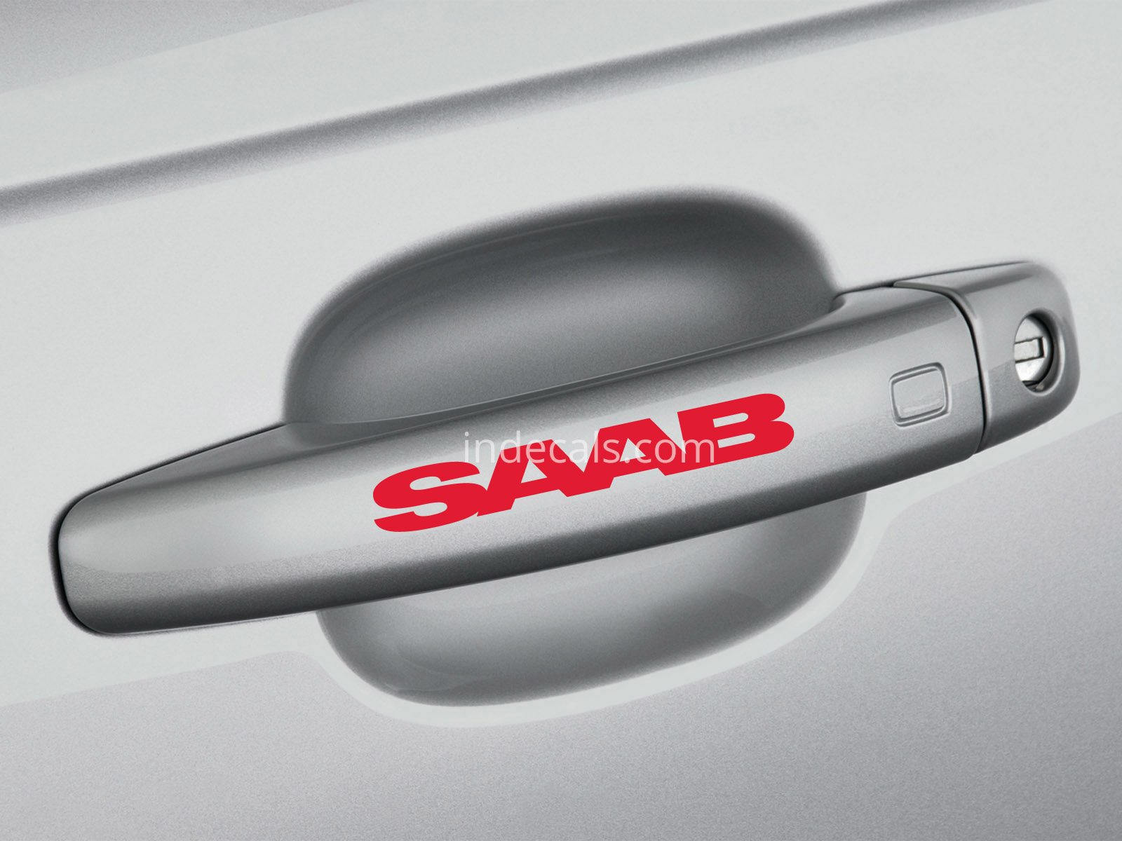 6 x Saab Stickers for Door Handles - Red