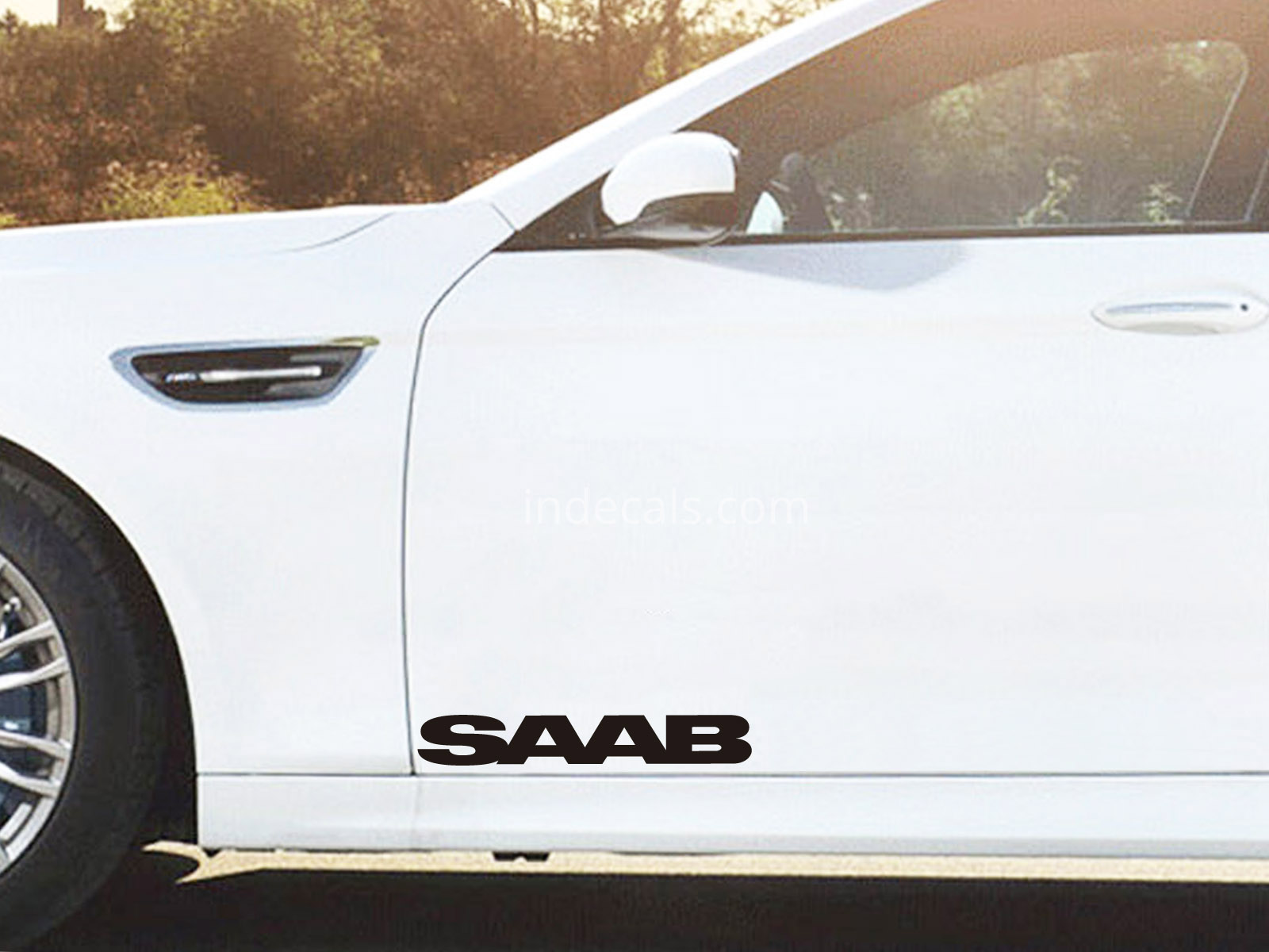 2 x Saab Stickers for Doors Large - Black