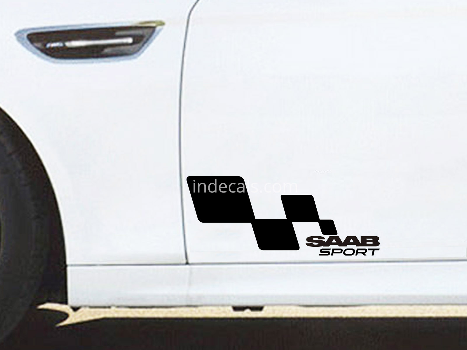 2 x Saab Racing Flag Stickers - Black