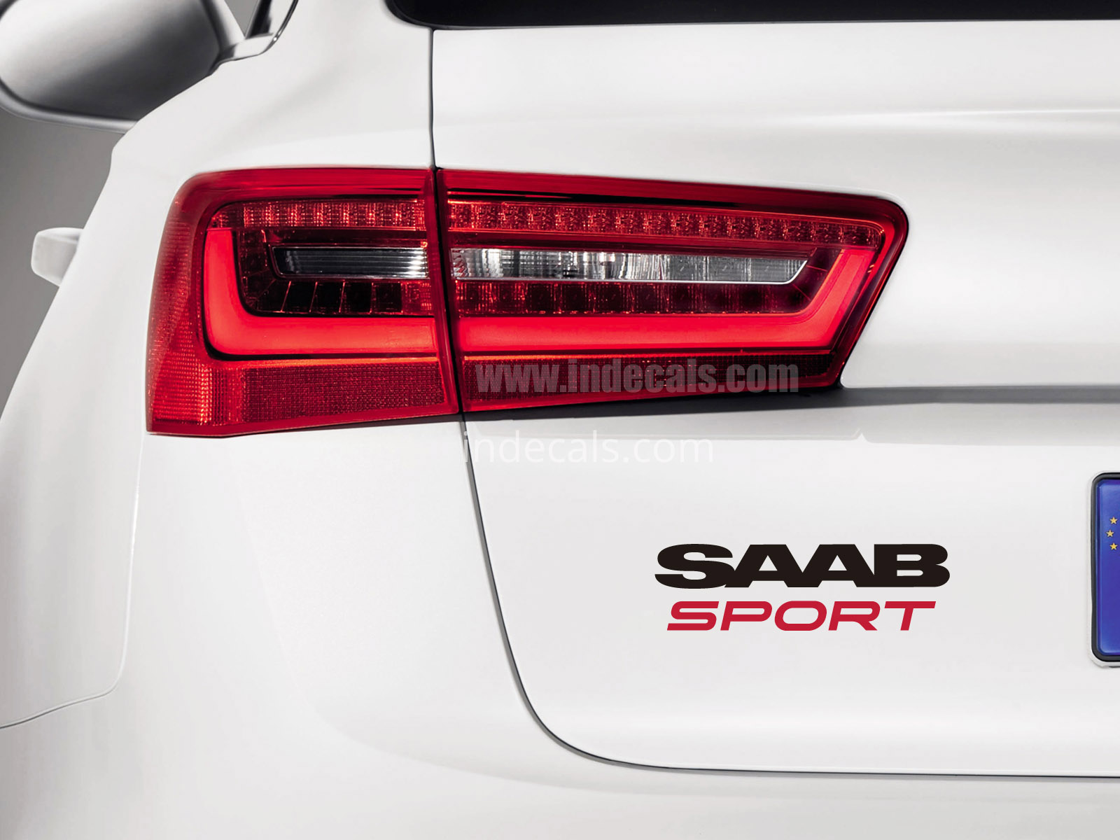 1 x Saab Sports Sticker for Trunk - Black & Red