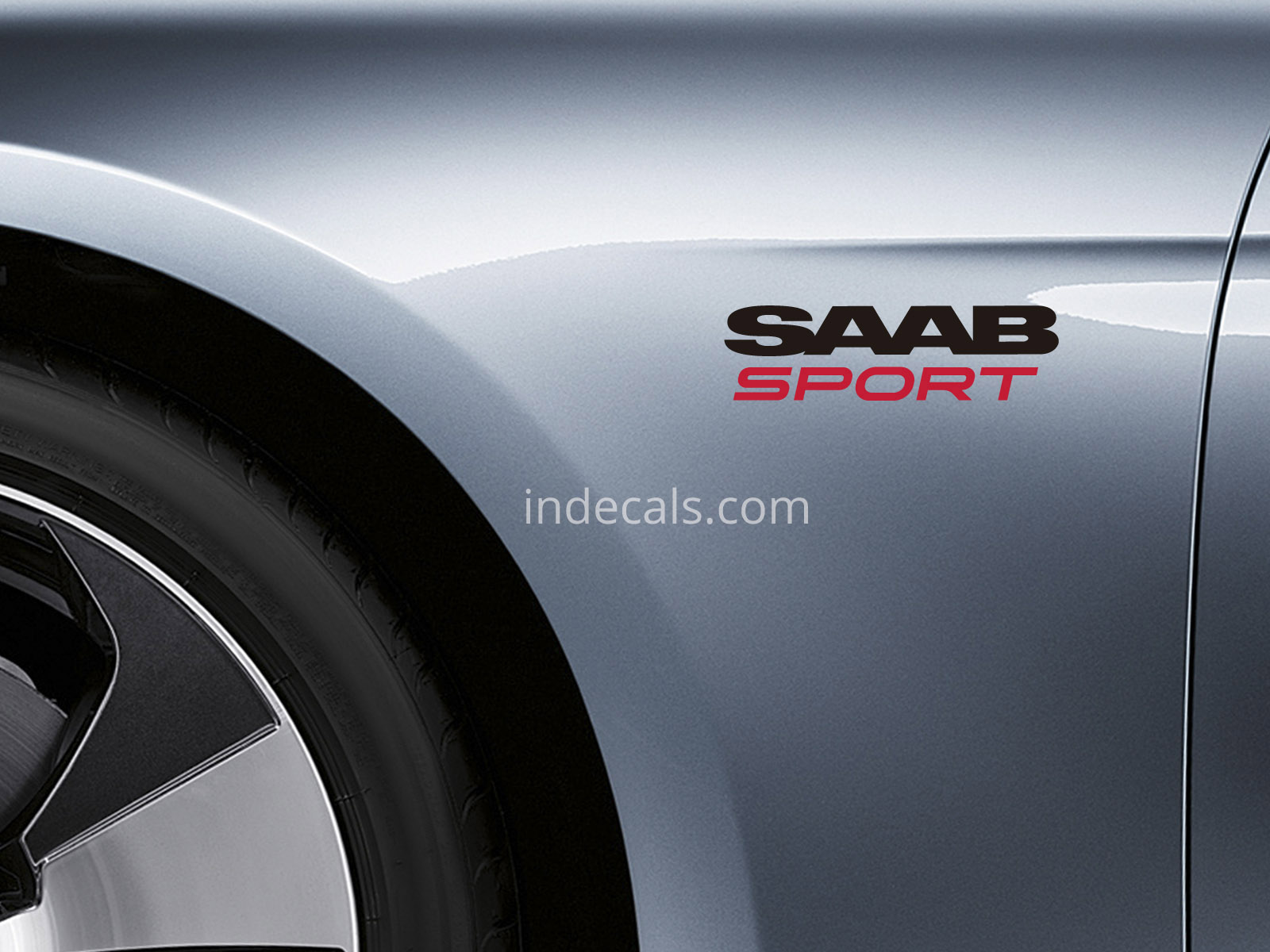 2 x Saab Sports stickers for Wings - Black & Red