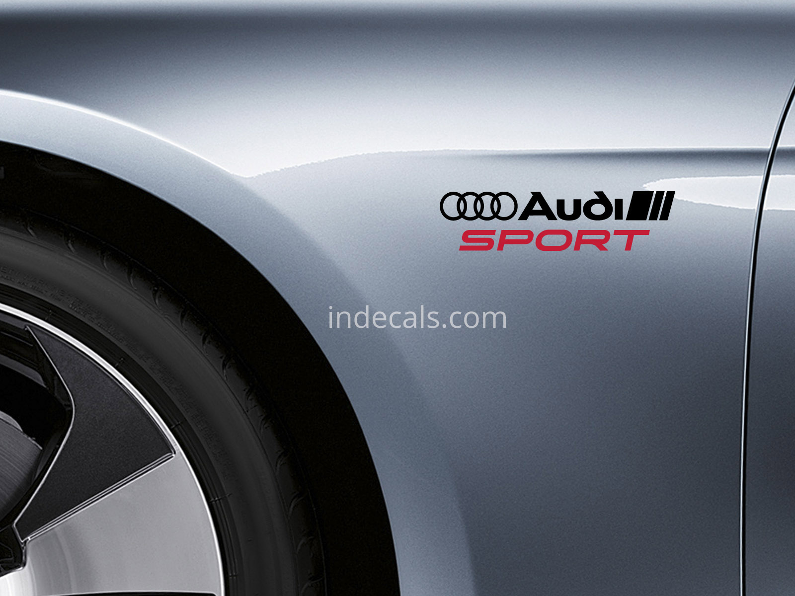 2 x Audi Sports stickers for Wings - Black & Red 