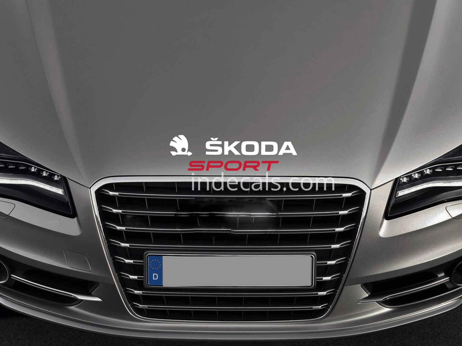 1 x Skoda Sport Sticker for Bonnet - White & Red