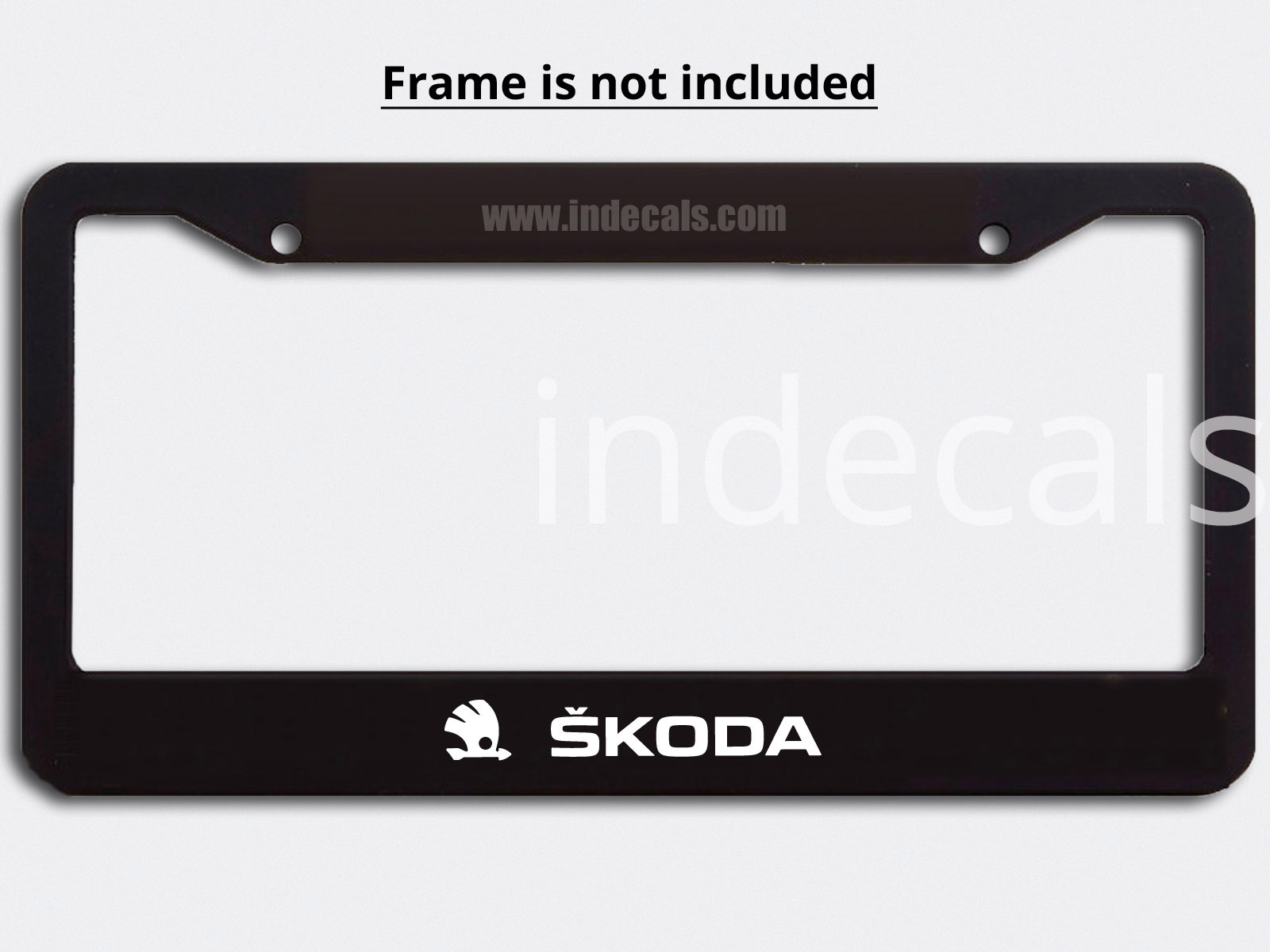 3 x Skoda Stickers for Plate Frame - White