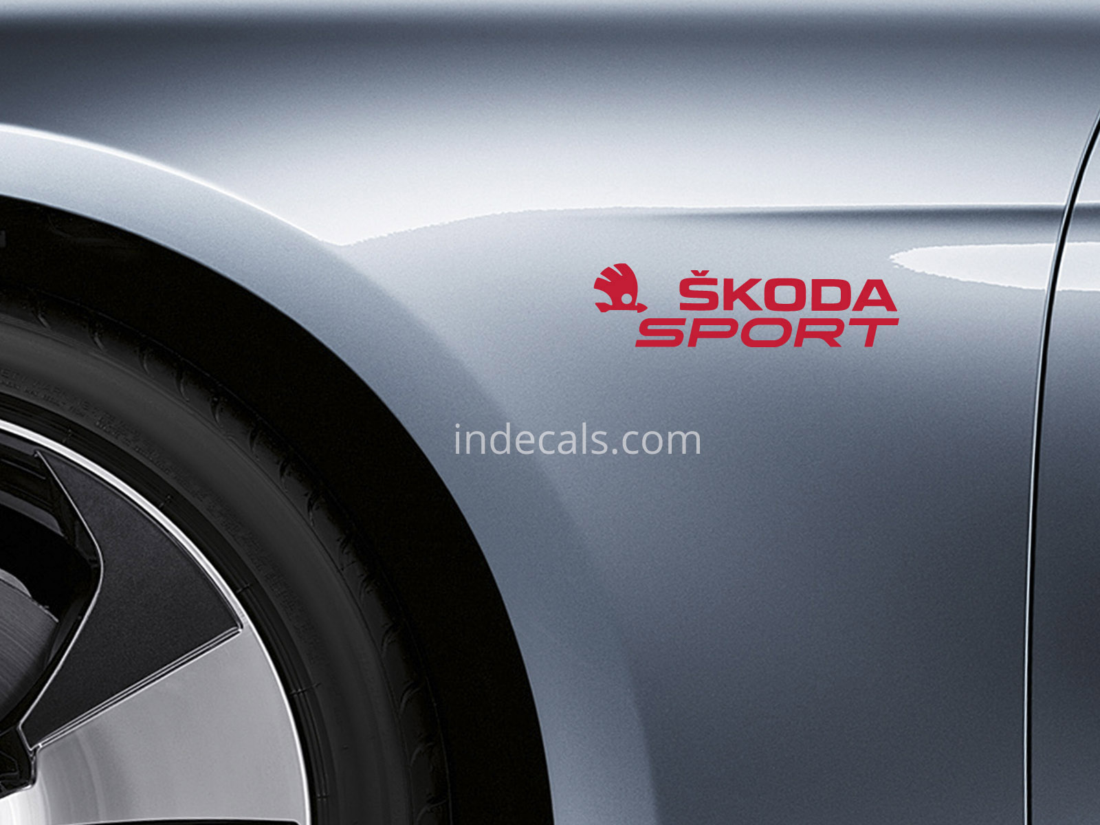 2 x Skoda Sports stickers for Wings - Red