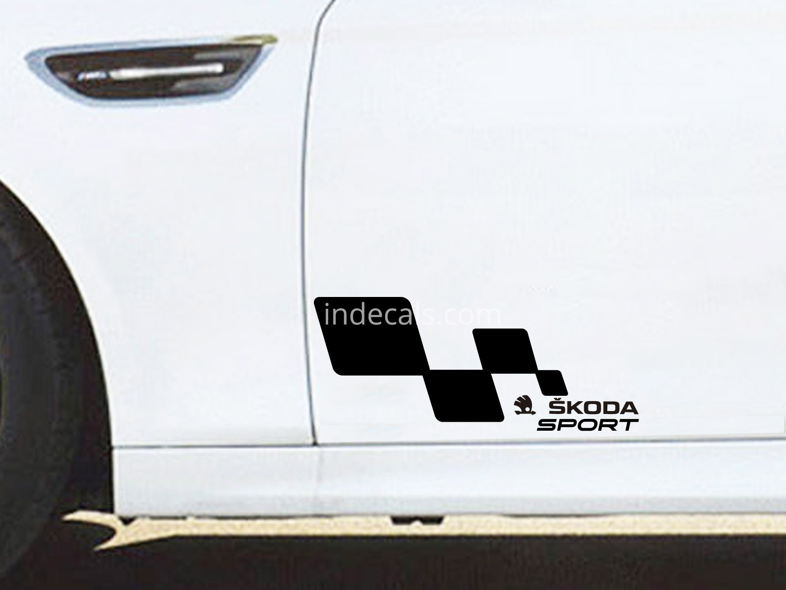 2 x Skoda Racing Flag Stickers - Black
