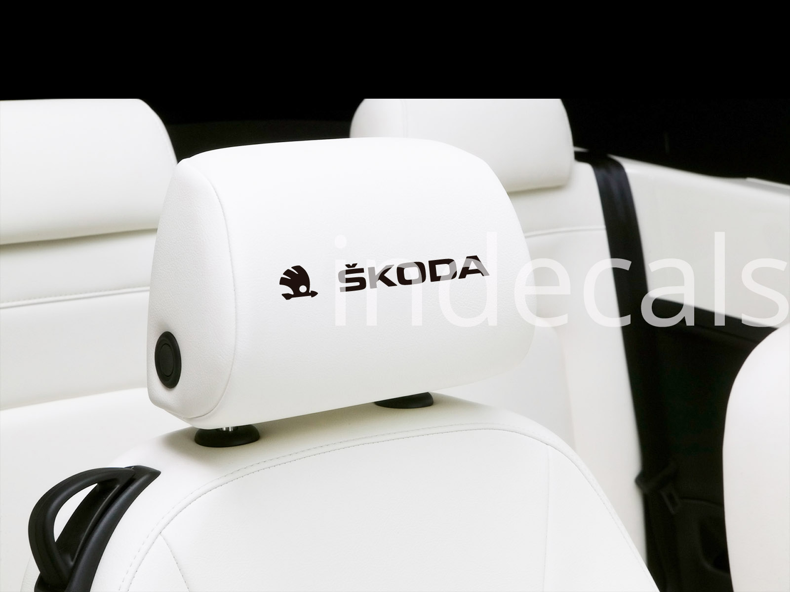 6 x Skoda Stickers for Headrests - Black