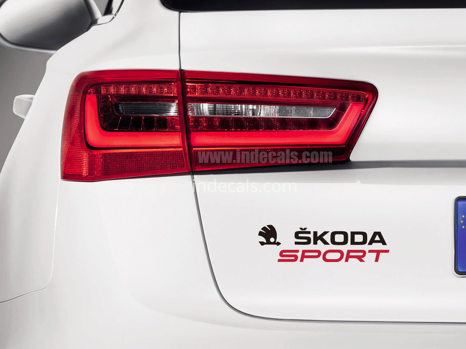 1 x Skoda Sports Sticker for Trunk - Black & Red