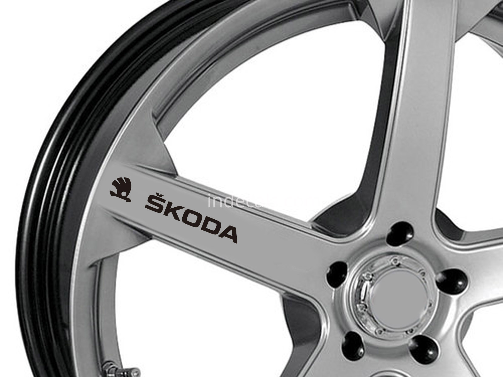 6 x Skoda Stickers for Wheels - Black