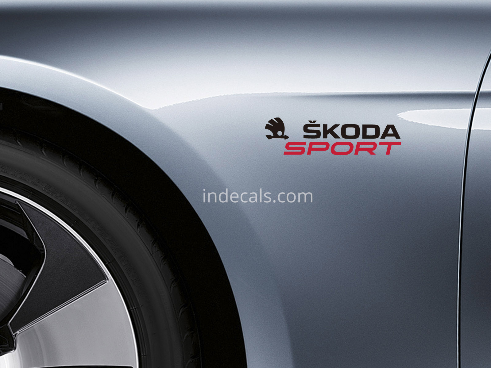 2 x Skoda Sports stickers for Wings - Black & Red