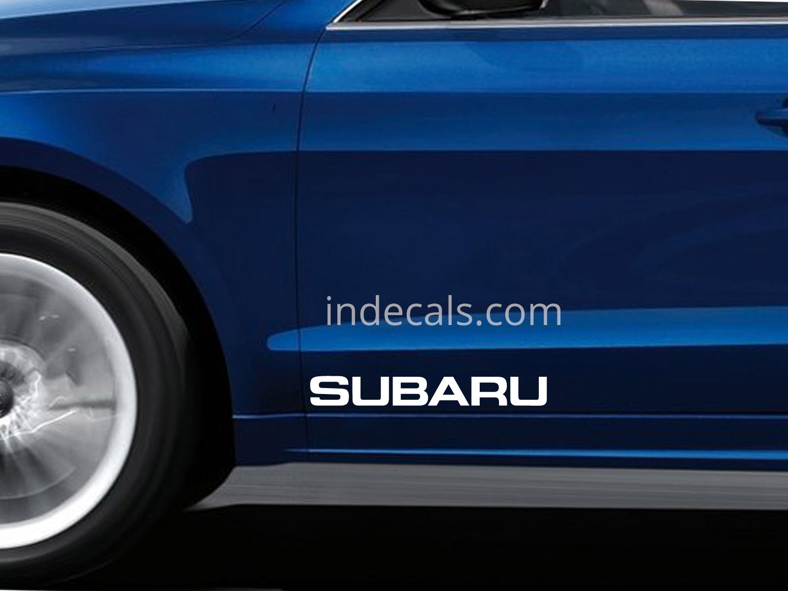 2 x Subaru Stickers for Doors Large - White