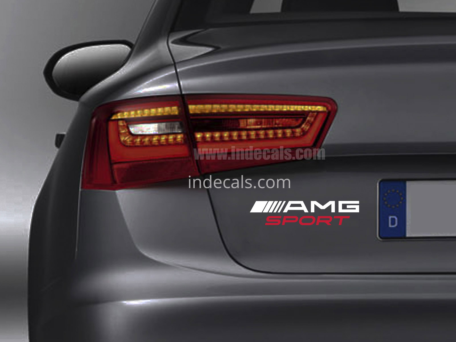 1 x AMG Sports Sticker for Trunk - White & Red