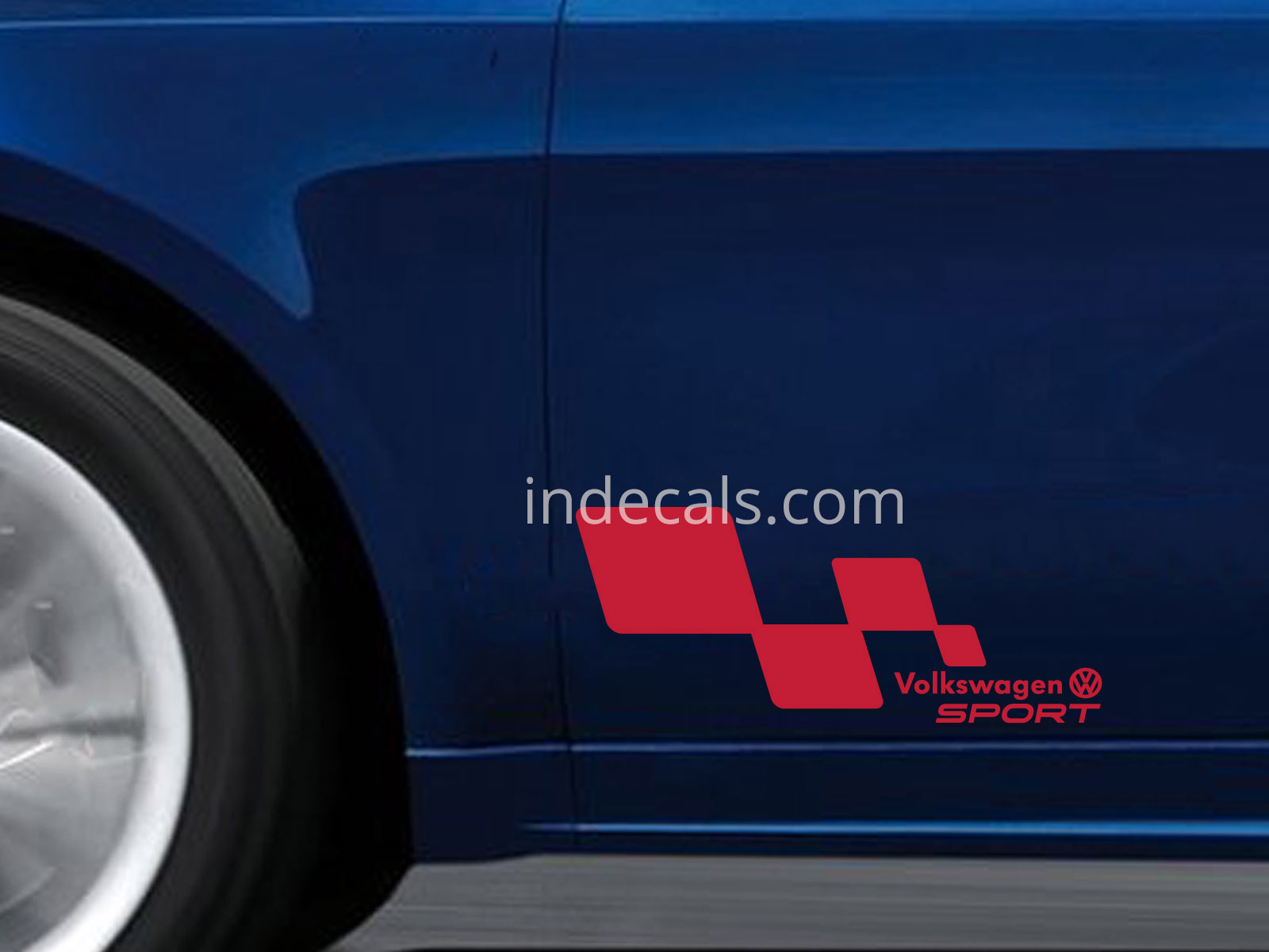 2 x Volkswagen Racing Flag Stickers - Red