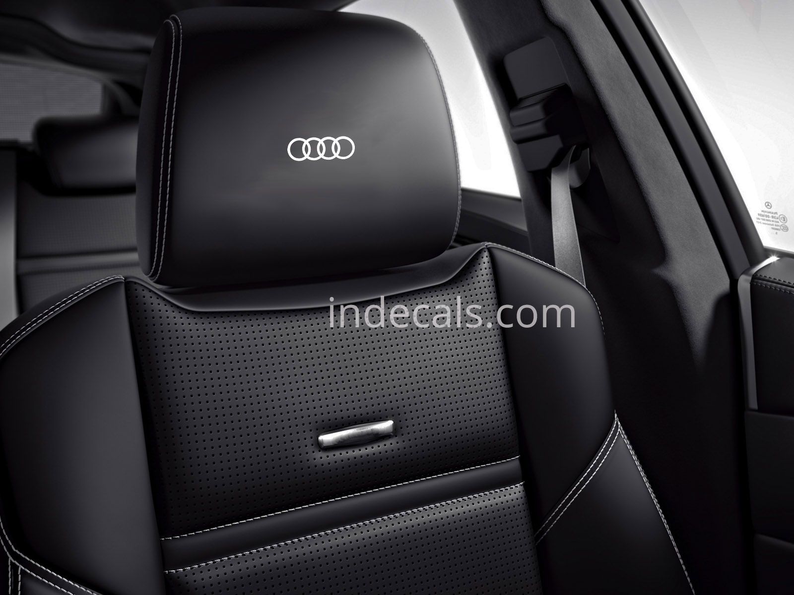 6 x Audi Rings Stickers for Headrests - White