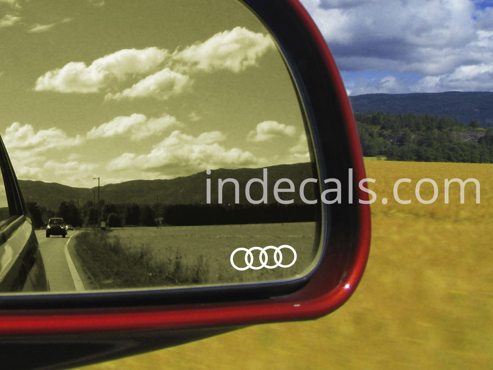 3 x Audi Rings Stickers for Mirror Glass - White