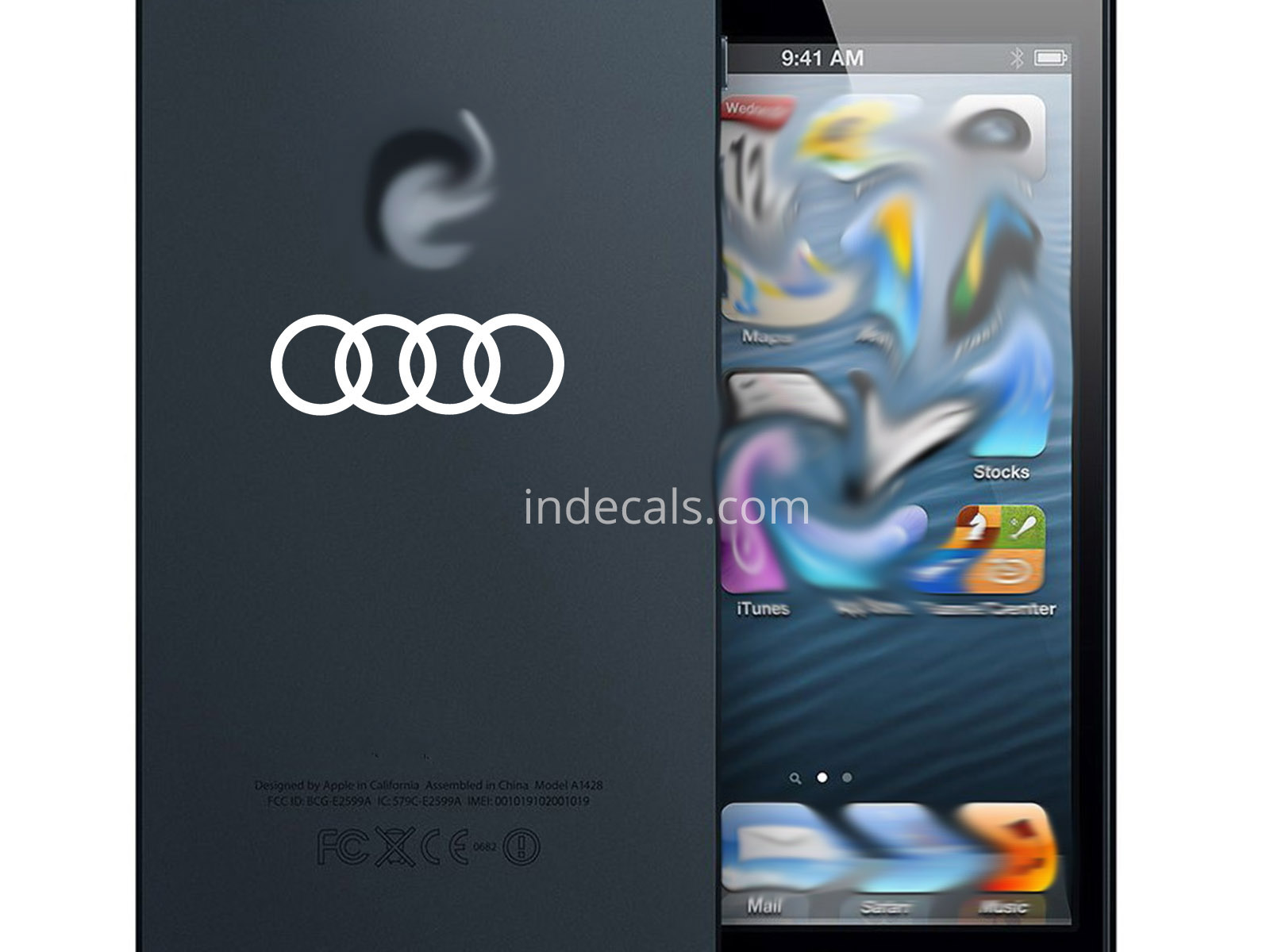 3 x Audi Rings Stickers for Smartphone - White