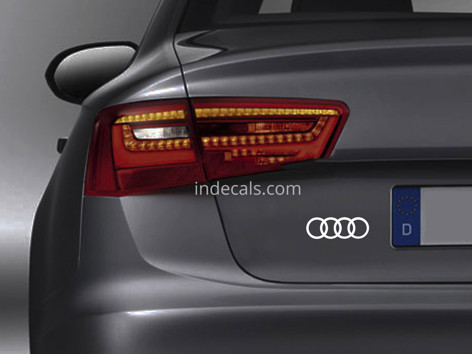 3 x Audi Rings Stickers for Trunk - White