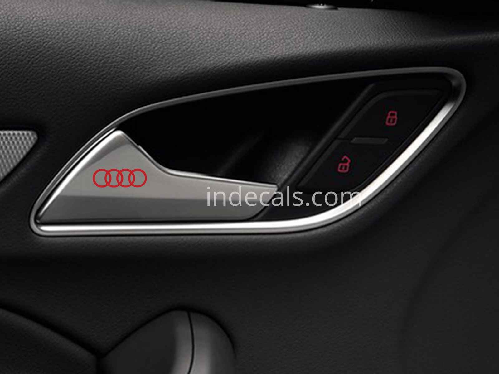 6 x Audi Rings Stickers for Door Handle - Red