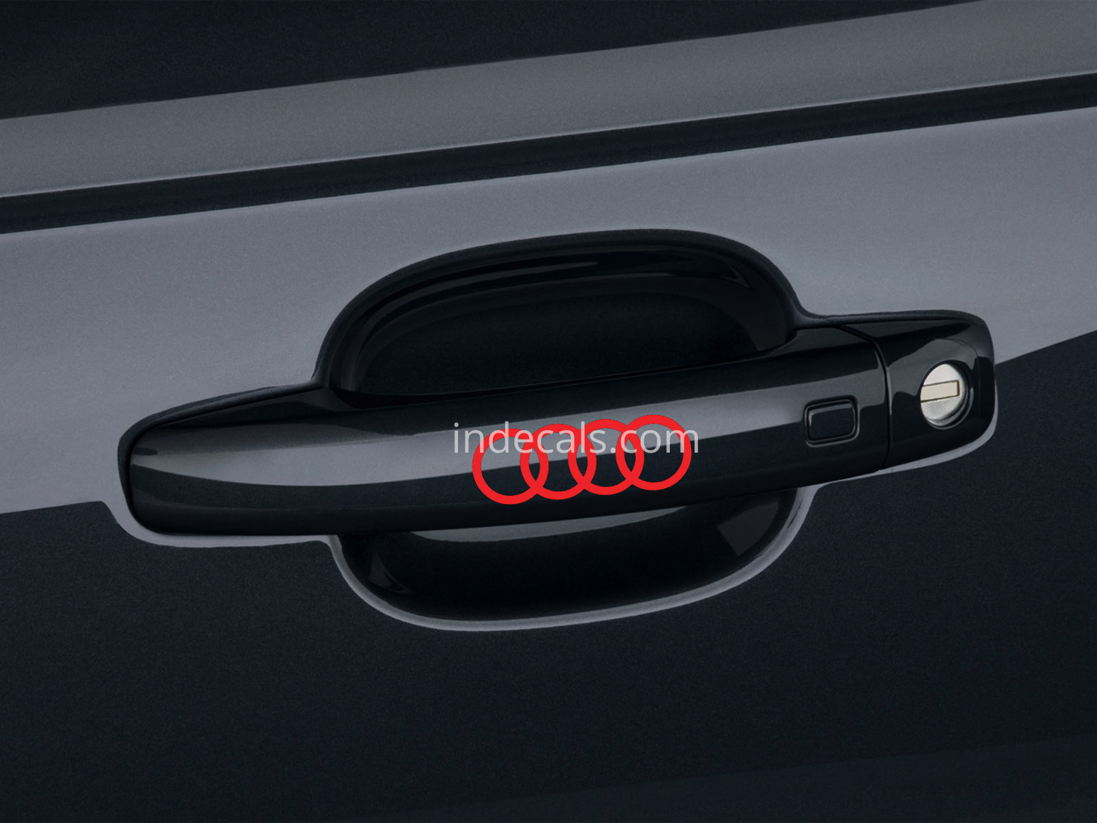 6 x Audi Rings Stickers for Door Handles - Red
