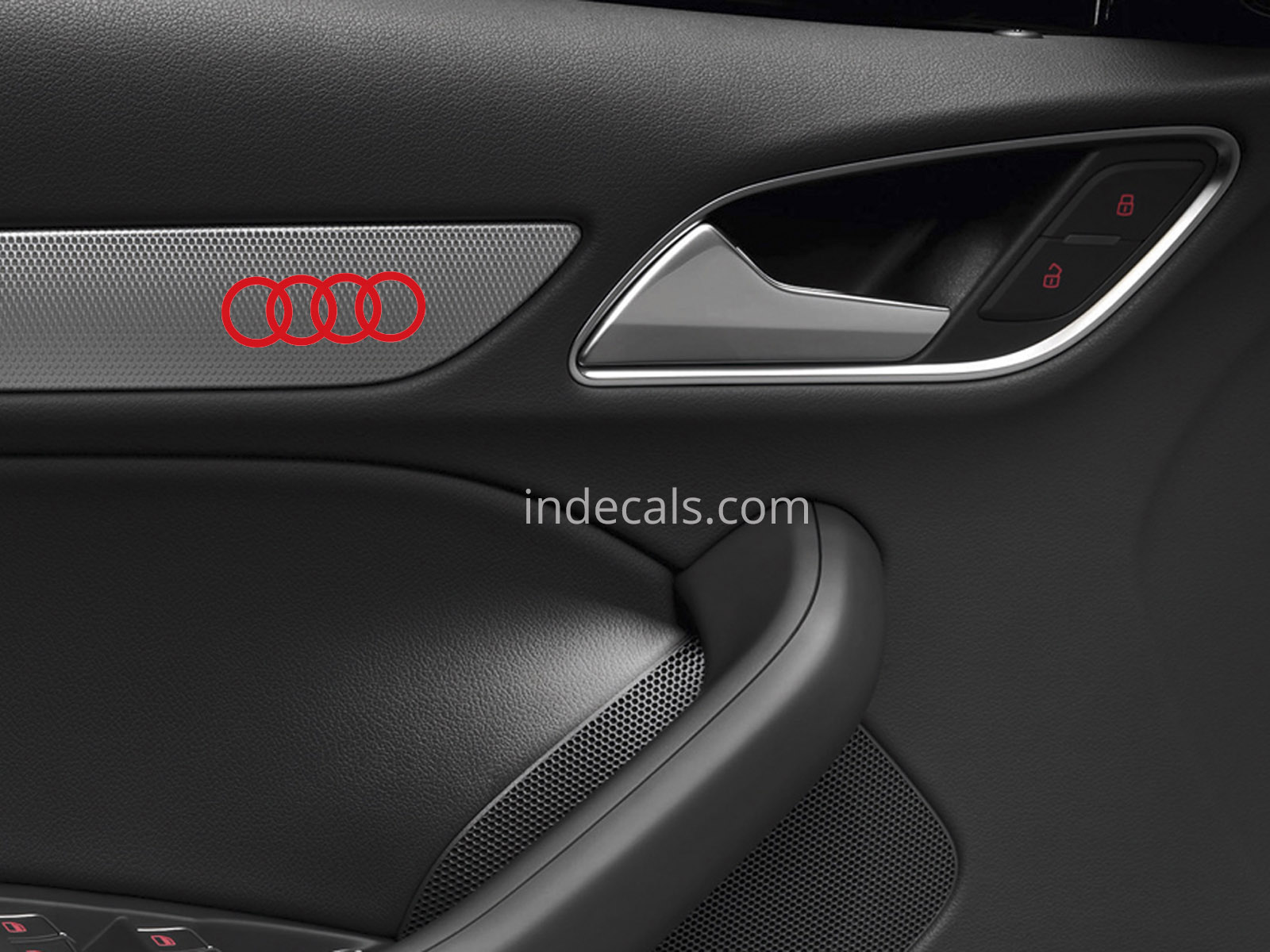 6 x Audi Rings Stickers for Door Trim - Red