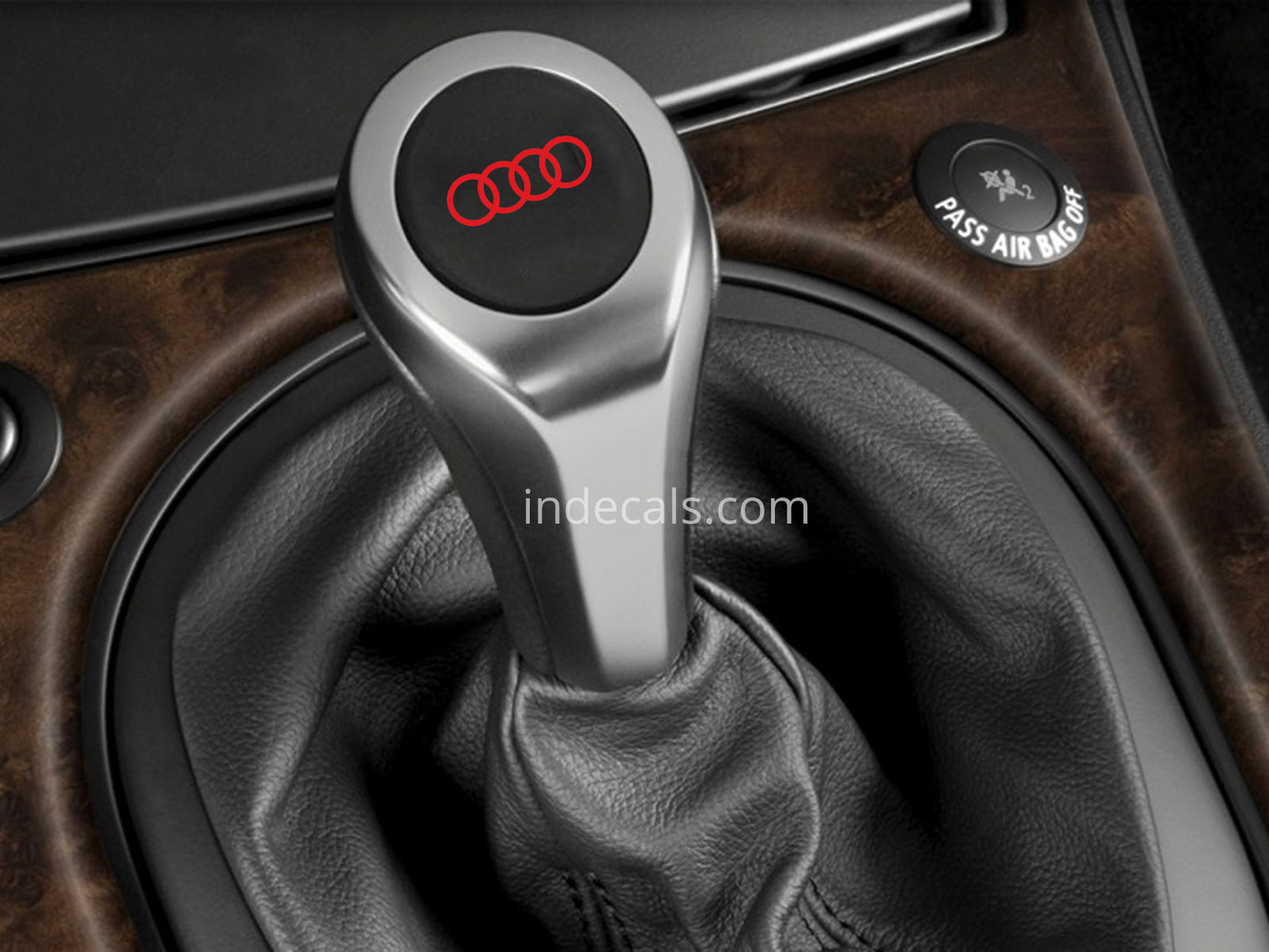 3 x Audi Rings Stickers for Gear Knob - Red