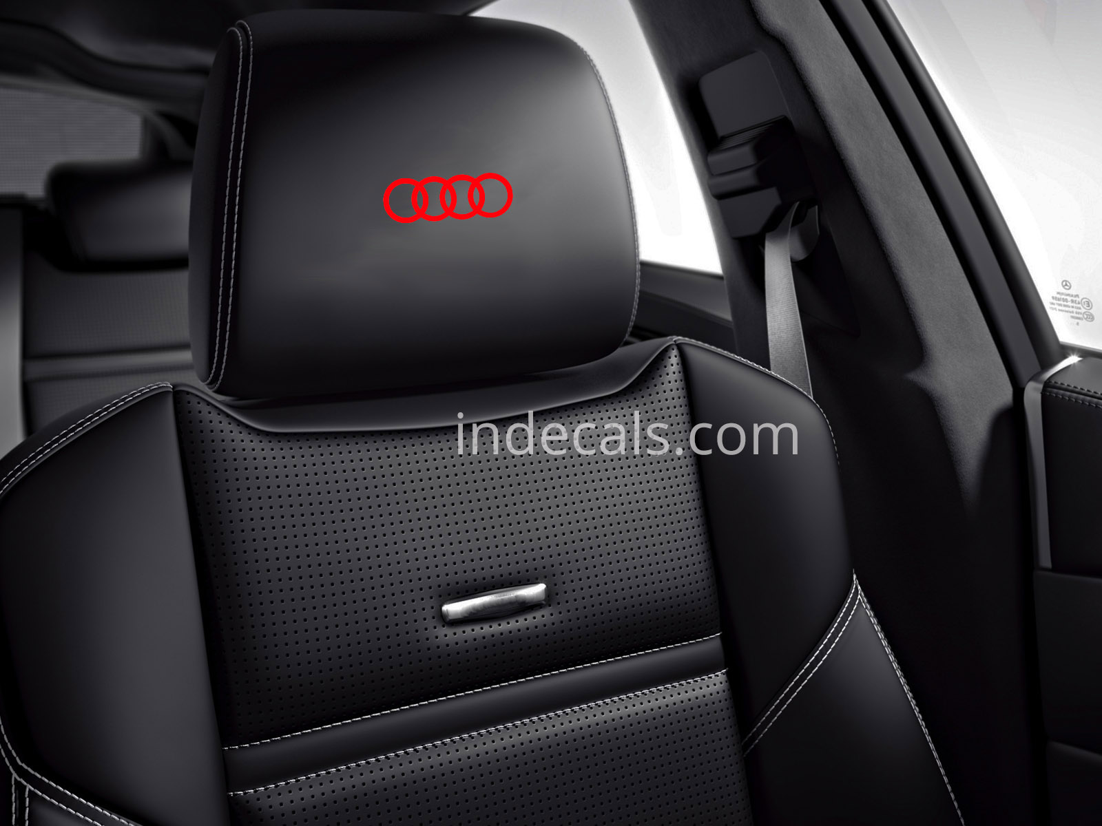 6 x Audi Rings Stickers for Headrests - Red