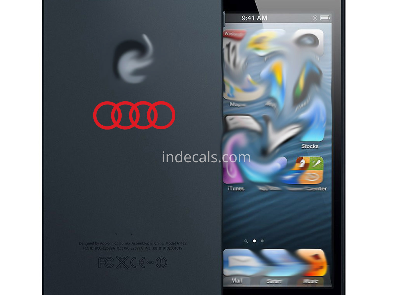 3 x Audi Rings Stickers for Smartphone - Red