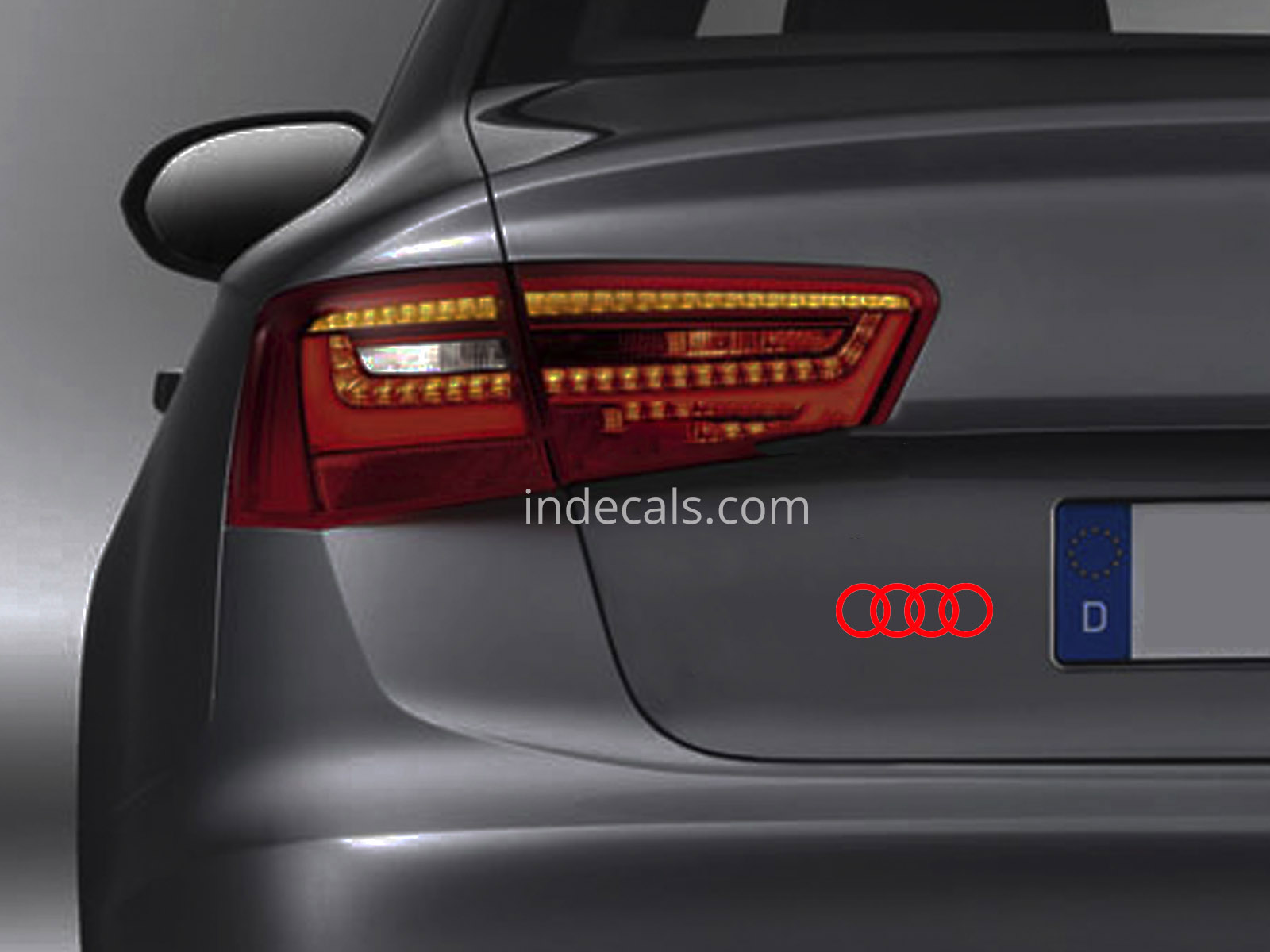 3 x Audi Rings Stickers for Trunk - Red