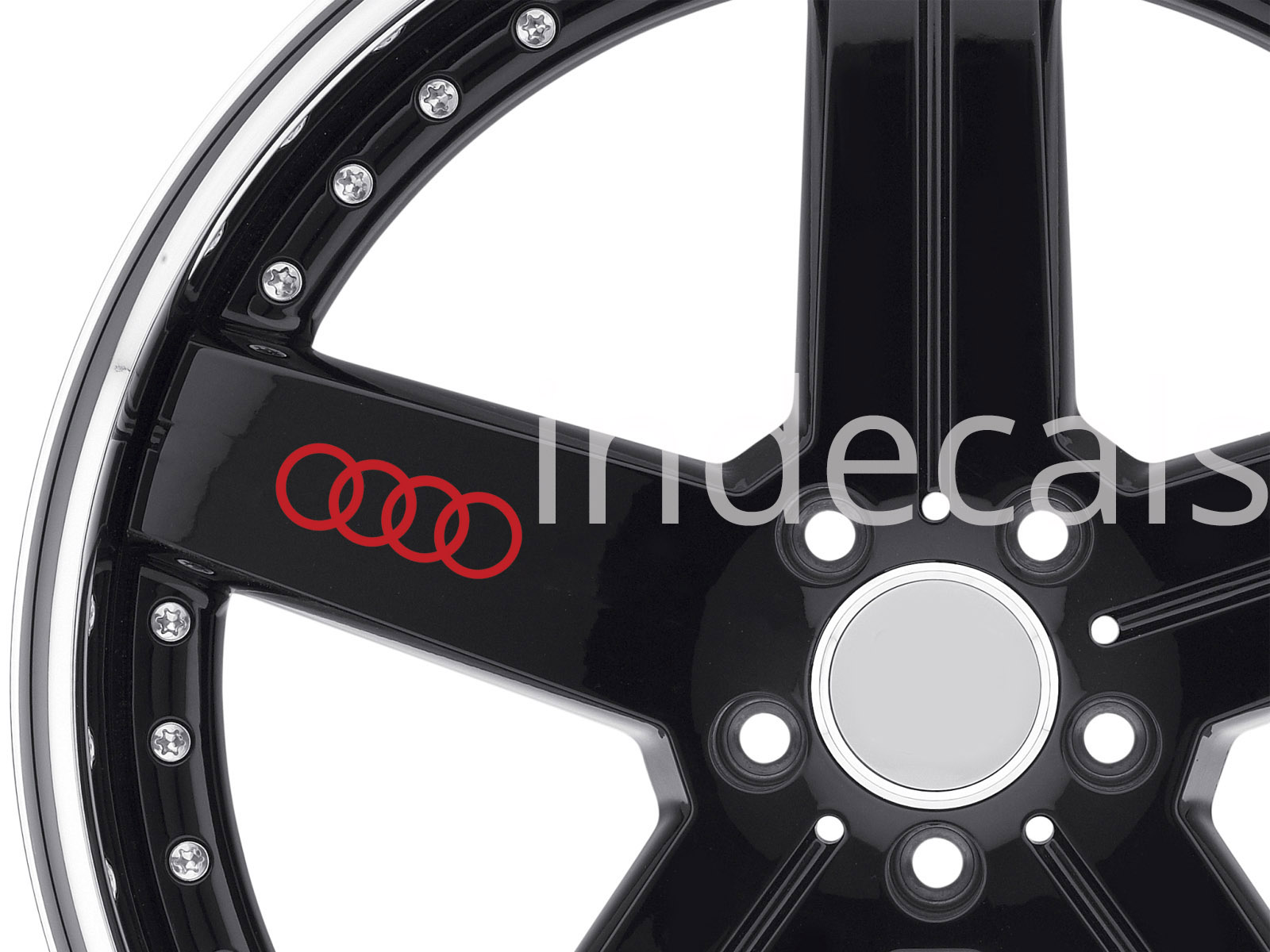 6 x Audi Rings Stickers for Wheels - Red