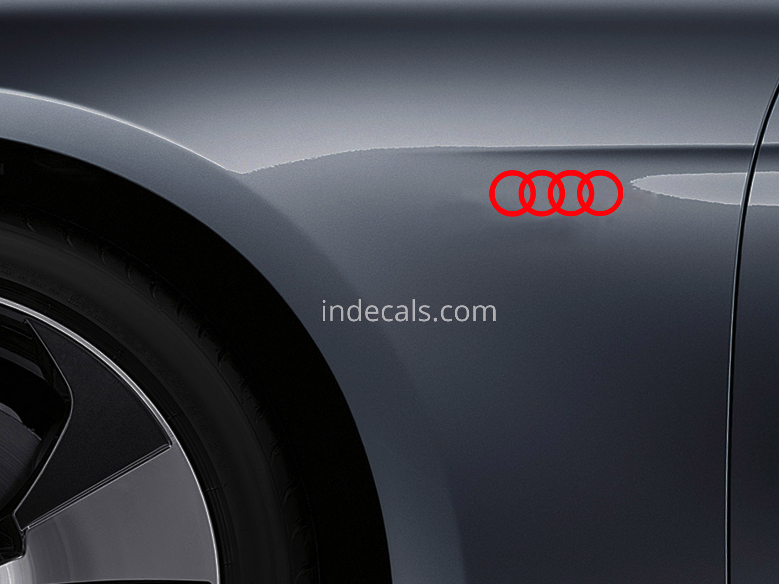 3 x Audi Rings Stickers for Wings - Red