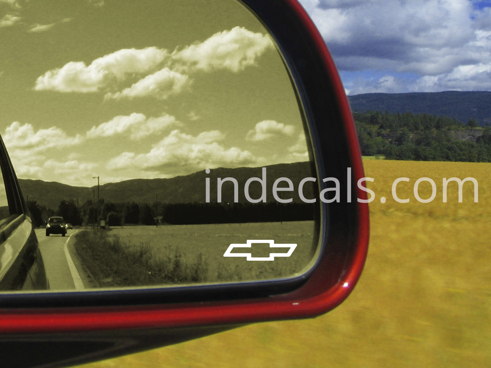 3 x Chevrolet Stickers for Mirror Glass - White
