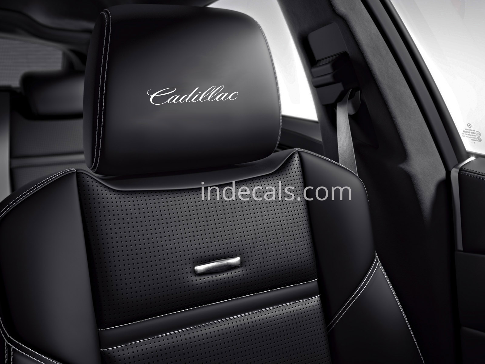 6 x Cadillac Stickers for Headrests - White