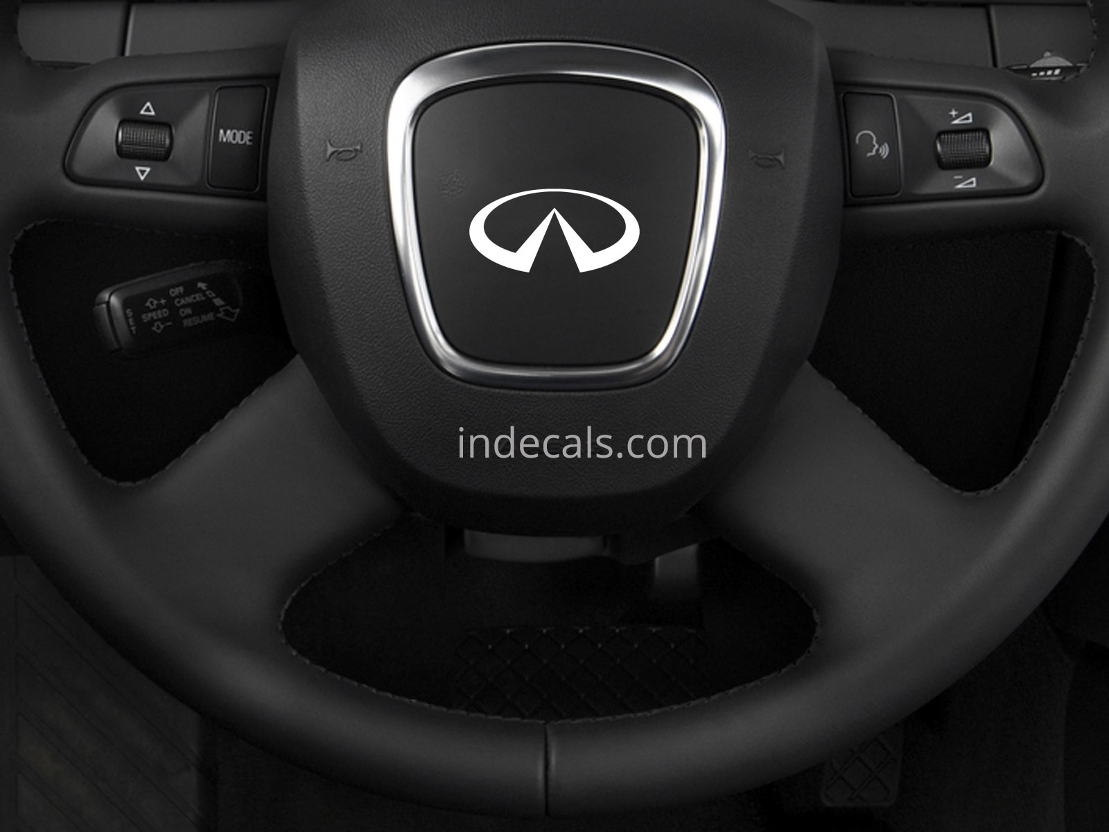 3 x Infiniti Stickers for Steering Wheel - White