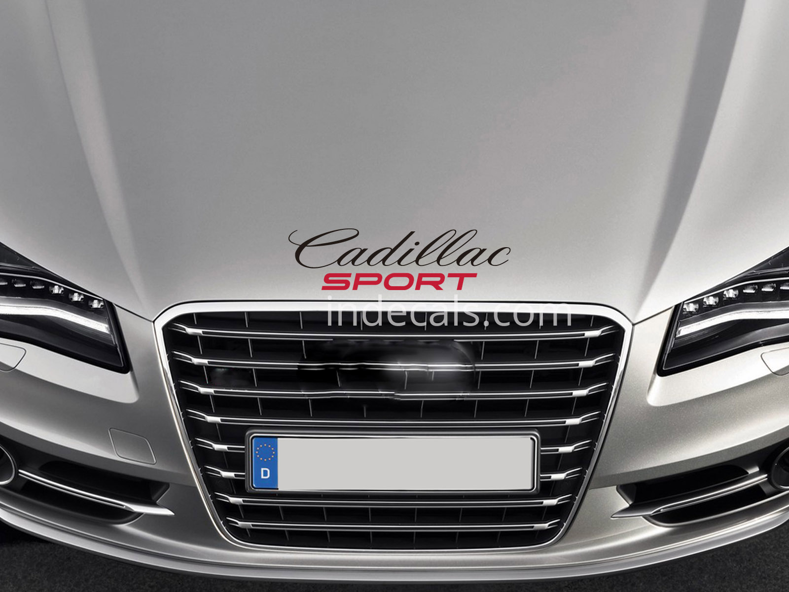 1 x Cadillac Sport Sticker for Bonnet - Black & Red