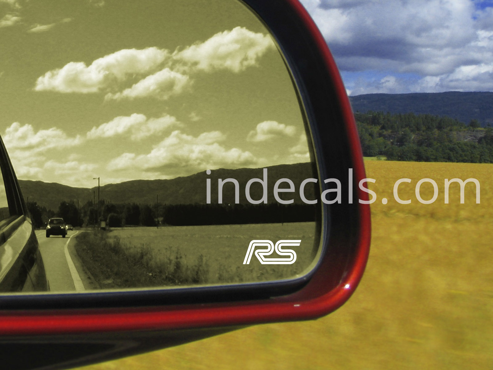 3 x Ford RS Stickers for Mirror Glass - White