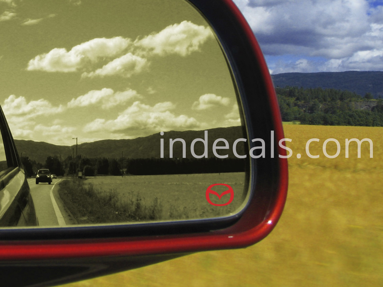 3 x Mazda Stickers for Mirror Glass - Red