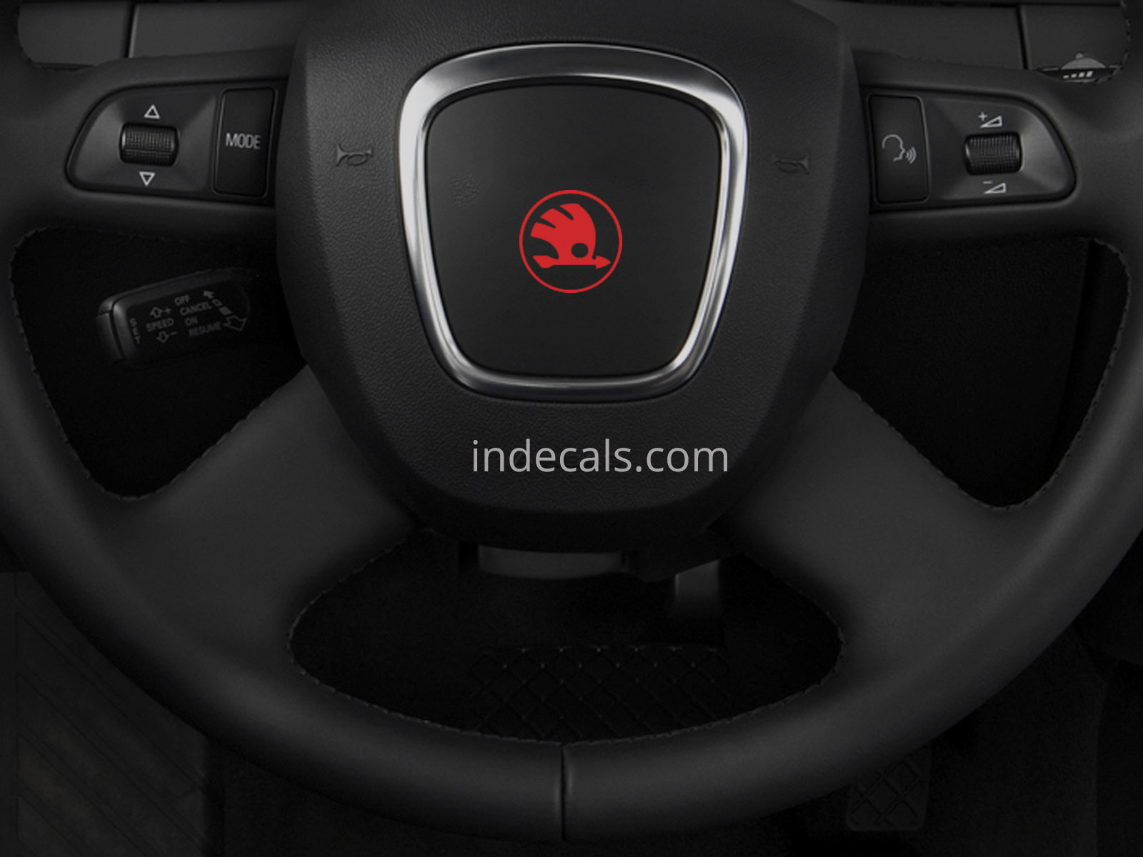 3 x Skoda Stickers for Steering Wheel - Red