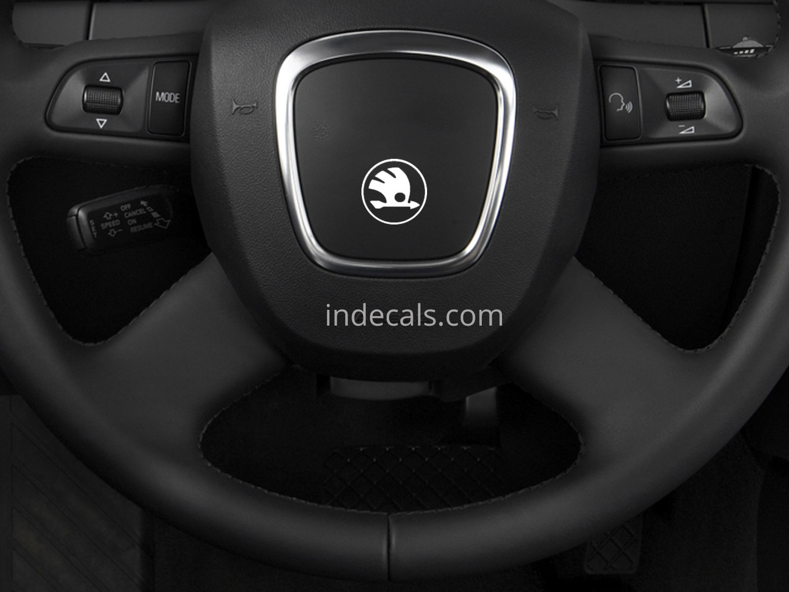 3 x Skoda Stickers for Steering Wheel - White